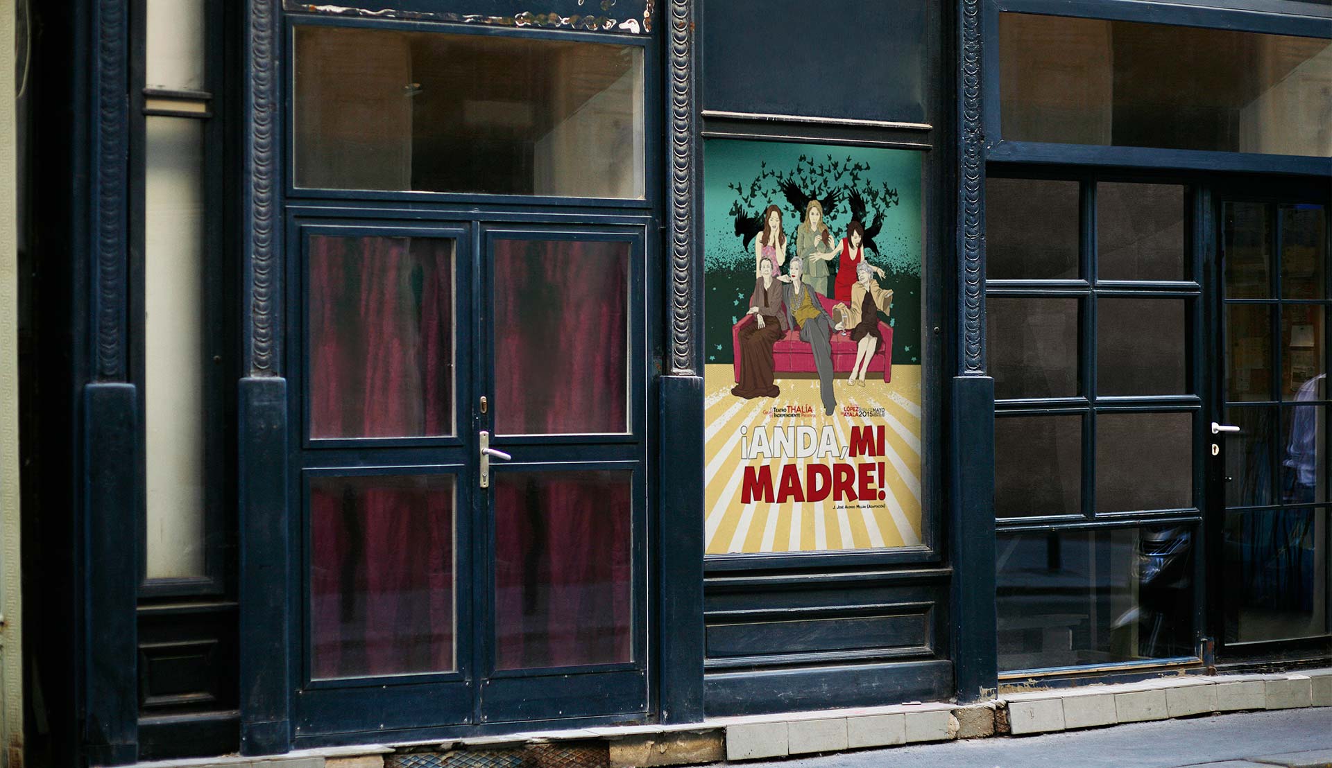 Cartel promocional para la publicidad de la obra teatral, "Anda, mi madre"
