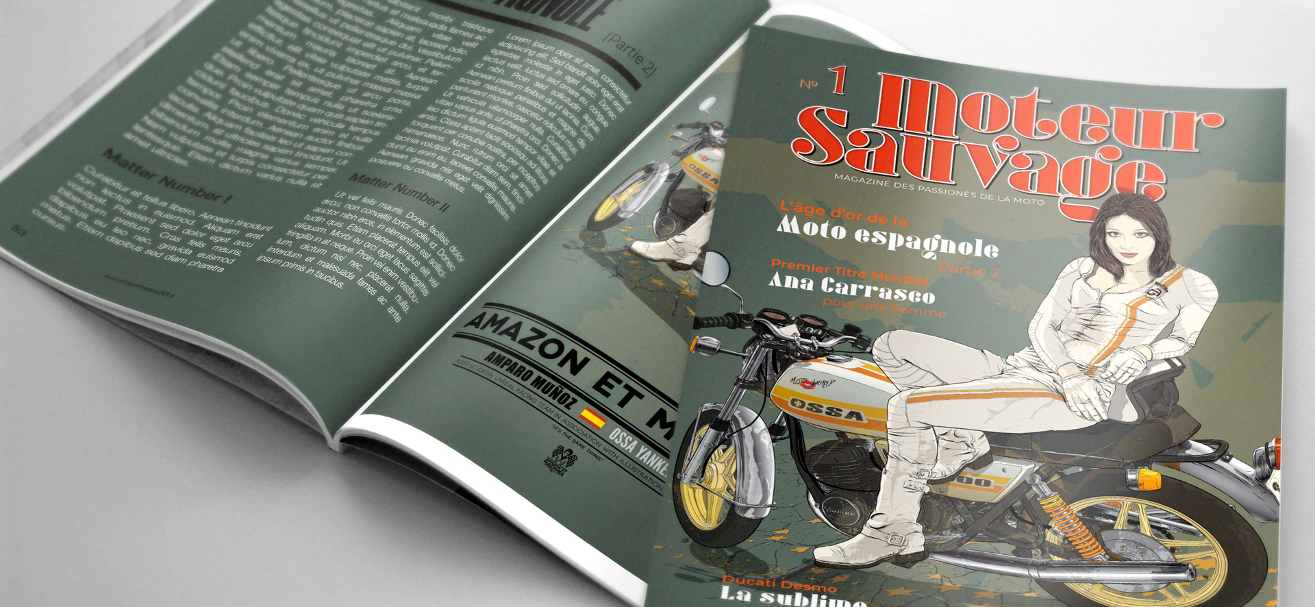 Amparo Muñoz y su Ossa Yankee 500 como portada de revista