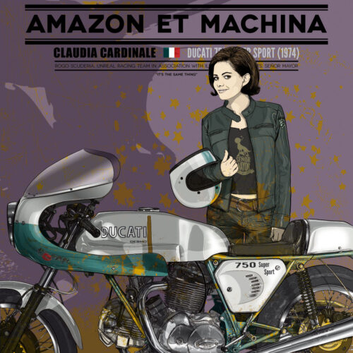Claudia y su Ducati 750. Amazon et Machina