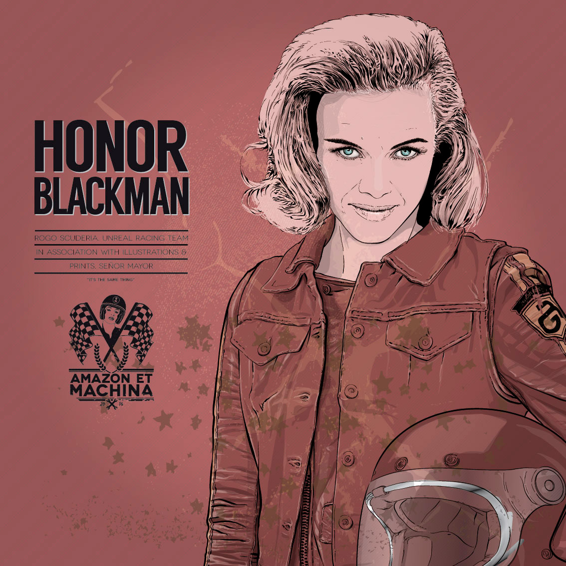 Retrato de Honor Blackman para Amazon et Machina