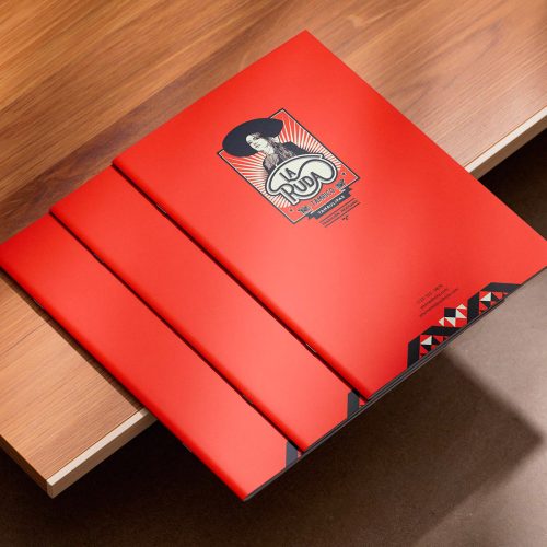 Portada folleto publicitario. Identidad visual y branding La Ruda.